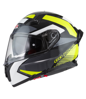 Шлем NZI Go Rider Stream Duo Quadri чёрно-серо-жёлтый